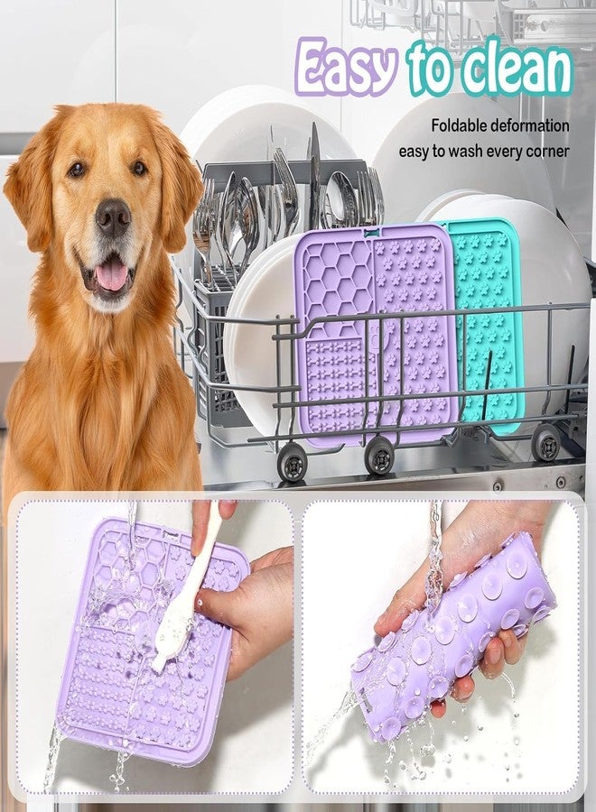 Birud 2Pcs Pet Lick Mats with 1 Spatula for Dogs & Cats Treats Yogurt, Peanut Butter Slow Feeder Licking Pad for Anxiety Relief and Boredom Reducer Suitable for Dog Training - Image 3